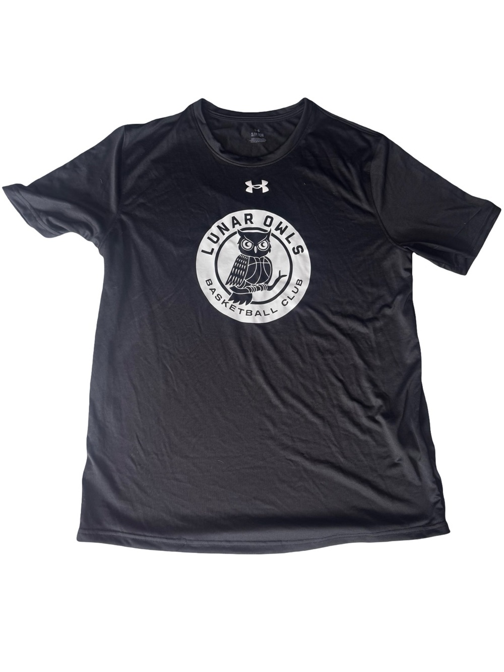 Under Armour Black Tee with White Lunar Owls  Basketball Club Logo Unrivaled